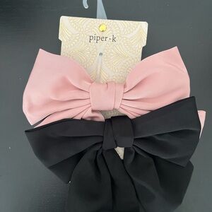 Piper Pink and Black Hair Bow Set